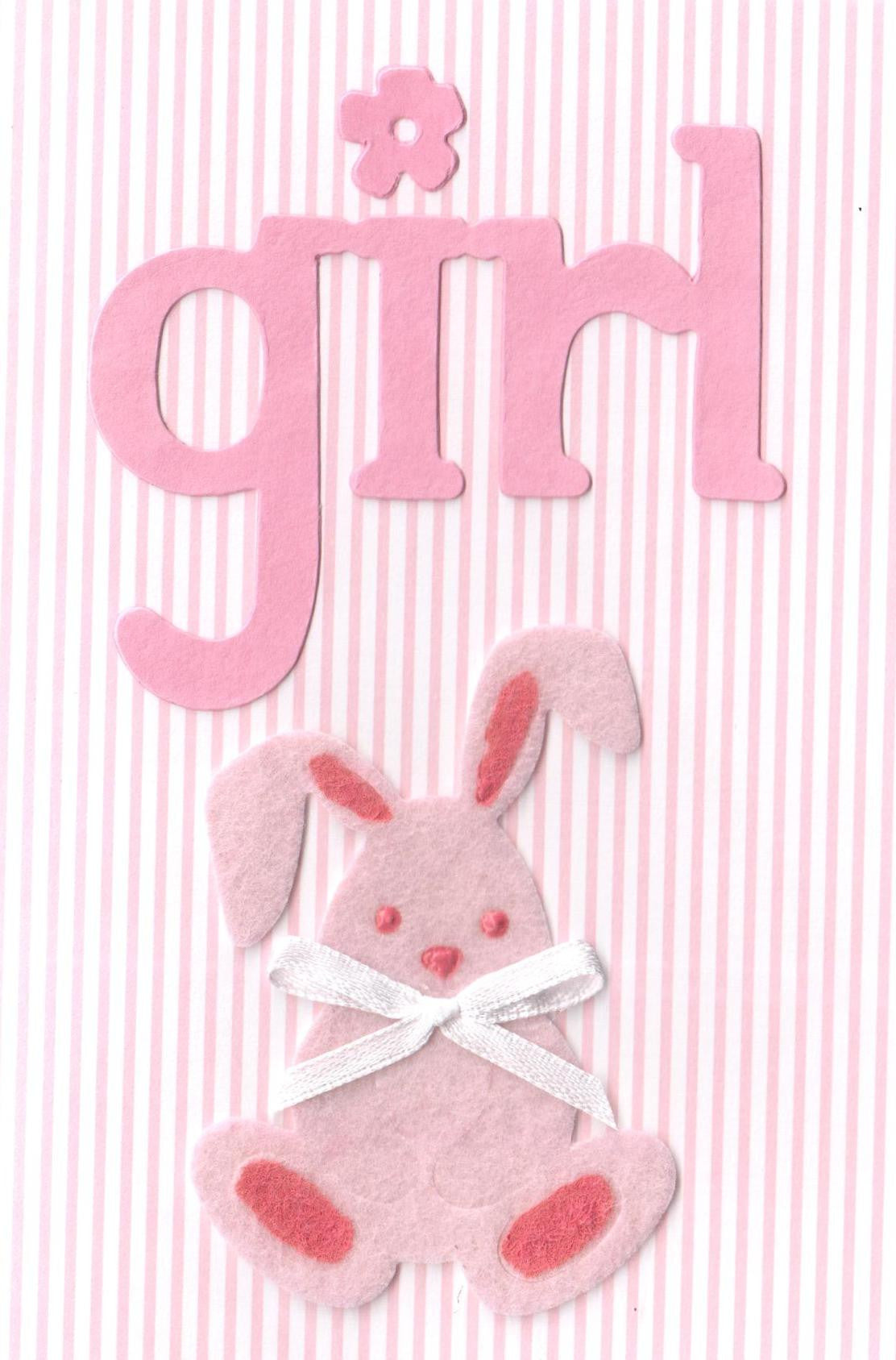Pink Bunny Gender Baby Card